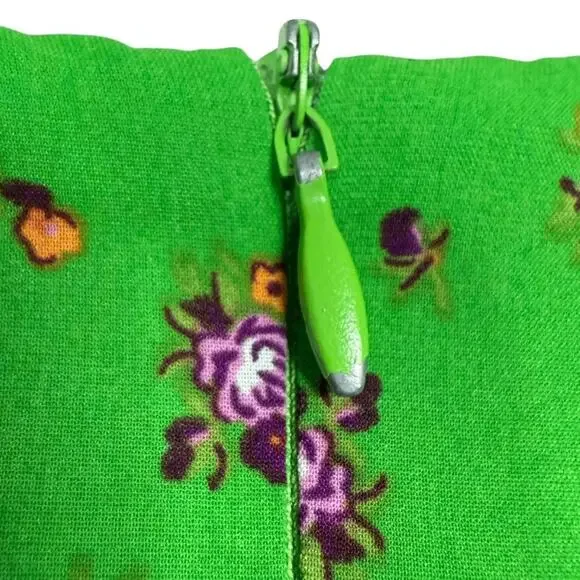 Nasty Gal green Floral Print Cut Out Puff Sleeve Mini Dress Size 8 - Picture 10 of 11